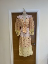 Unbranded Ladies Pastel Yellow Orange Gingham Maxi Dress Size 10 38in Chest