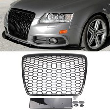 For Audi A6 S6 C6 Front Main Grille Honeycomb Mesh Grill Gloss Black 2005-2011