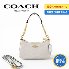 NWT COACH Teri 2Way CA548 Shoulder Bag Signature Coated Canvas White New outlet