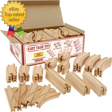 Wooden Train Track 52 Piece Set-18 Feet of Track Expansion 5 Distinct Pieces