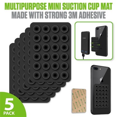Cellet 5-Pack Multipurpose Mini Suction Cup Mat with Strong 3M Adhesive - Black