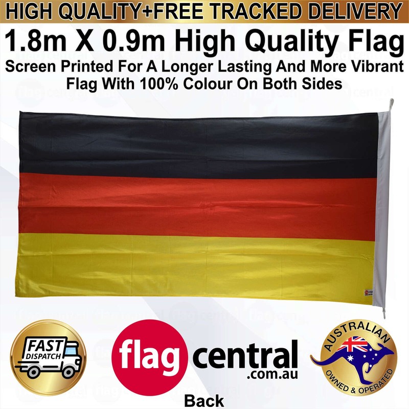 A - German National Flag - Black, Red, and Yellow 1.8m x 0.9m Rectangle Flag - 2
