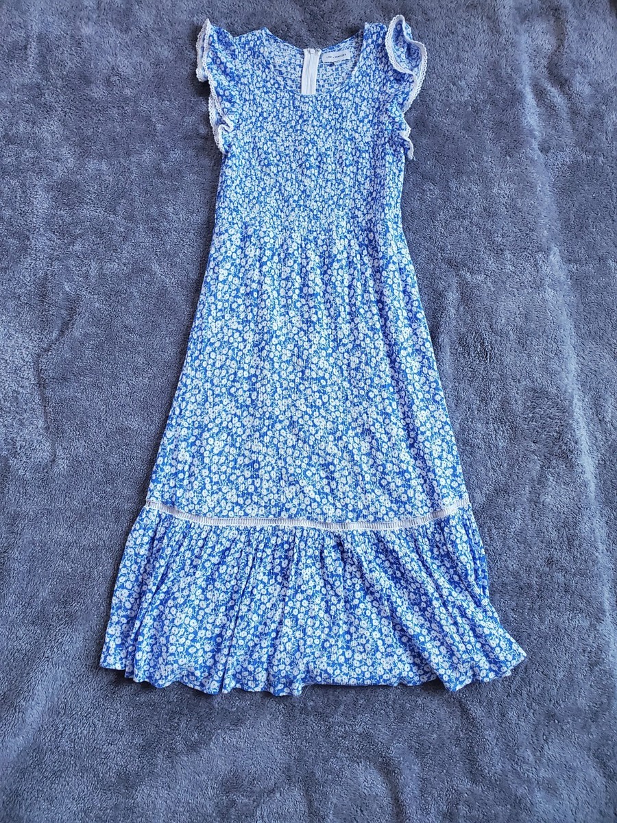 lost wander pick me midi dress Nordstrom Lost + Wander Pick Me Blue White Floral Tiered Smocked Midi Dress M