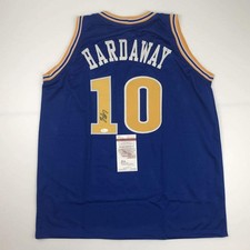 Autographed/Signed TIM HARDAWAY Golden State Blue Basketball Jersey JSA COA Auto