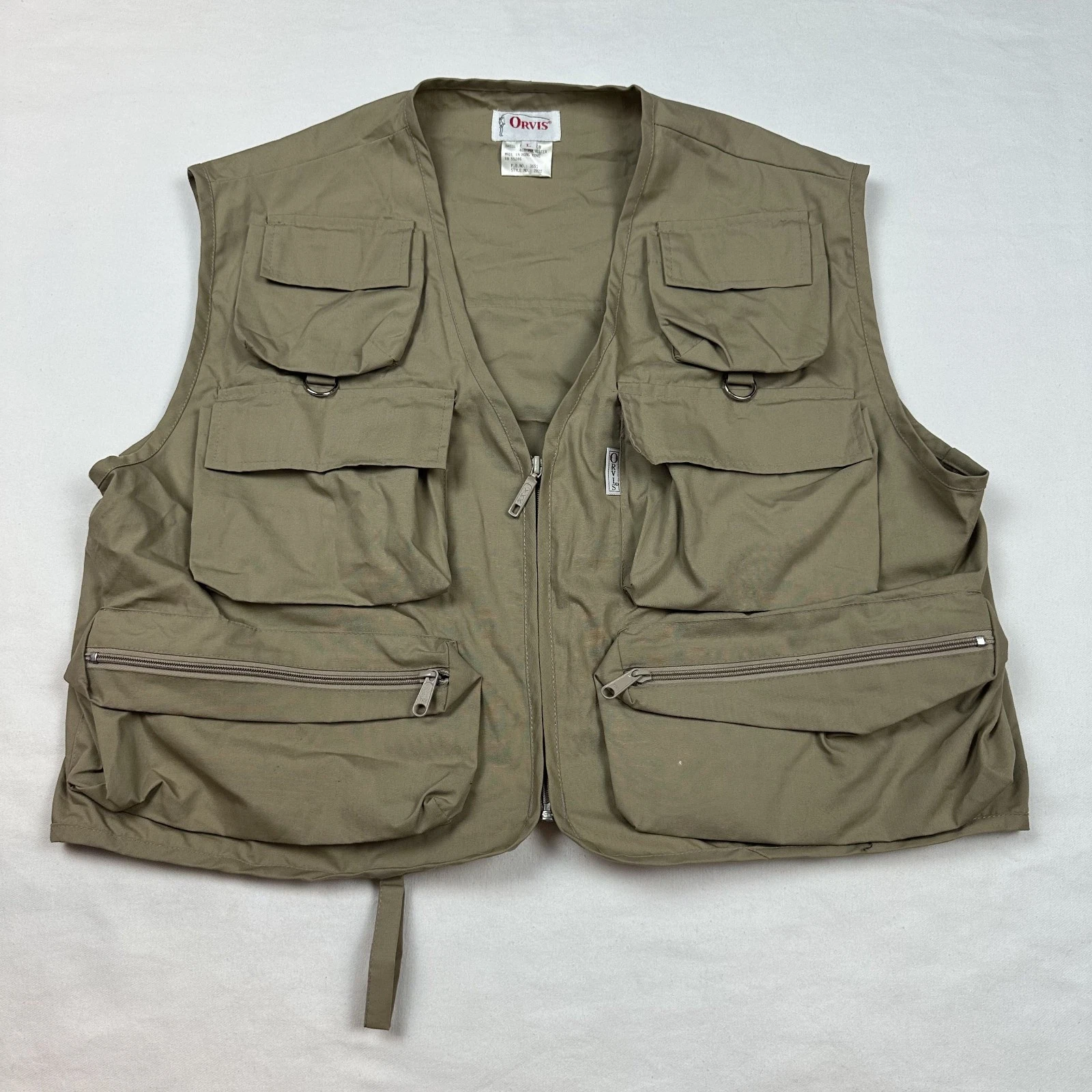 Vintage Orvis Vest Mens Large Fishing Photography Safari Khaki Utility Pockets