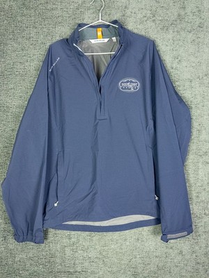 Peter Millar Deep Eddy Vodka Logo Half Zip Pullover Jacket Mens L Navy Nylon