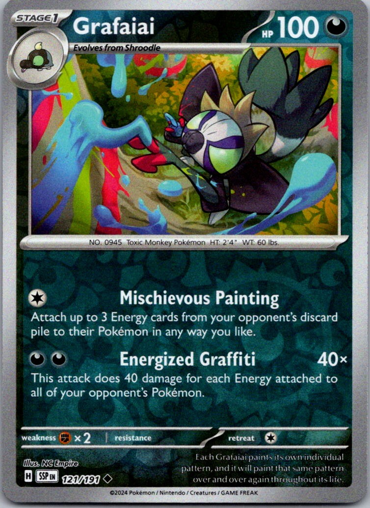 Grafaiai 121/191 Uncommon Surging Sparks Pokemon Reverse Holo Near Mint