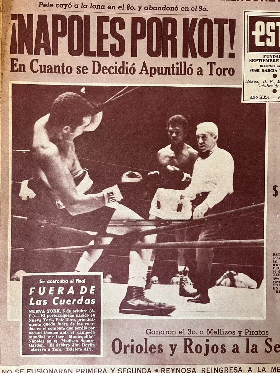 VTG Mexican Newspaper Supplement Poster MANTEQUILLA NAPOLES BOXER Boxing  70's