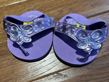 Build A Bear Shoes Sandals Flip Flops Purple Rhinestones Batteries Accessory