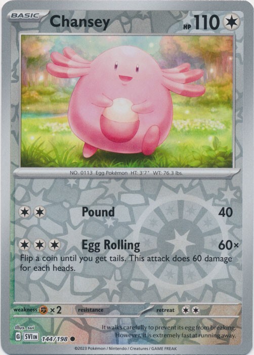 Reverse Holo Chansey 144/198 Common Scarlet & Violet Base Set Pokemon TCG