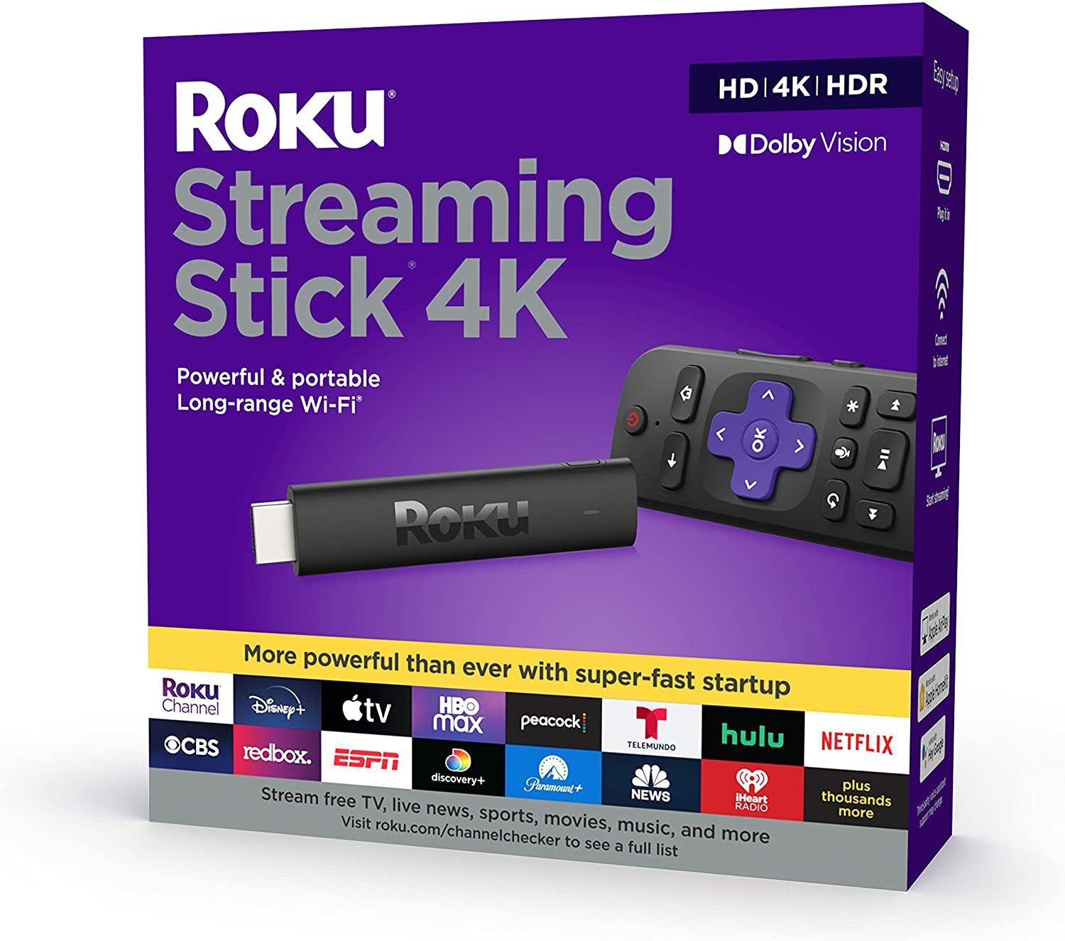 Roku Streaming Stick 4K/HDR/Dolby Vision Streaming Device with Roku Voice Remote