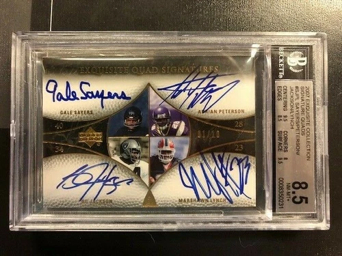 2007 Upper Deck Exquisite Adrian Peterson, Lynch, Bo, Gale Sayers Auto 1/10