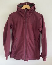 Womens M Haglofs Trail Jacket Waterproof Rain Coat Shell Dark Red Hood Pockets