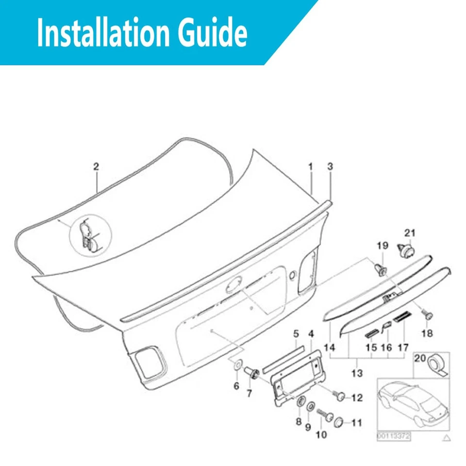 For BMW 3 Series E46 Sedan 1997-2005 Trunk Lid Grip With Key Button 51137171699 - Image 3 of 4