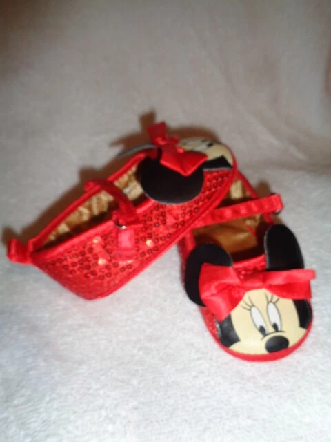 Zapatos Minnie Mouse Niño Pequeño Rojo Rubí Lentejuelas Satén Zapatillas Disfraz Disney 4.75" Foto 2 de 4