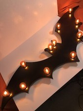 Halloween Decoration Indoor - 42"W Bat with 11 Orange Lights Wall Mounted Wood