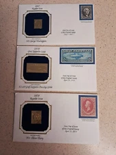 Lot of 3 First Day of Issue gold plated stamps