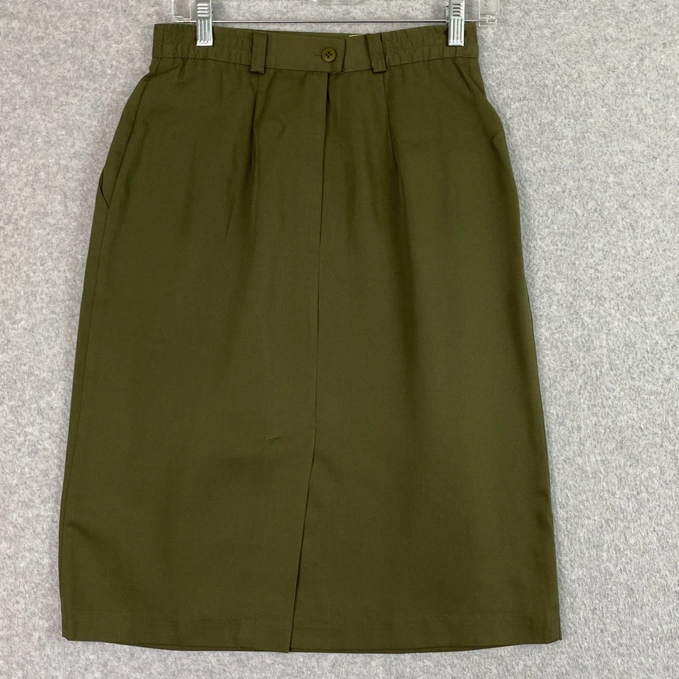 Юбка женская Briggs New York 10 зеленая прямая сзади карманы на молнии эластичная талия - Изображение 3 из 4