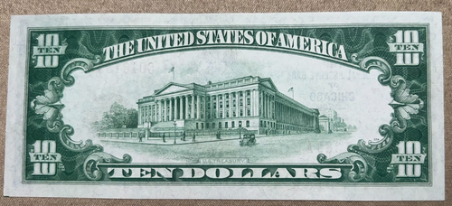 Uncirculated $10 Ten Dollar Bill Brown Seal Fed Res Chicago-Error Cut RARE - Picture 4 of 4