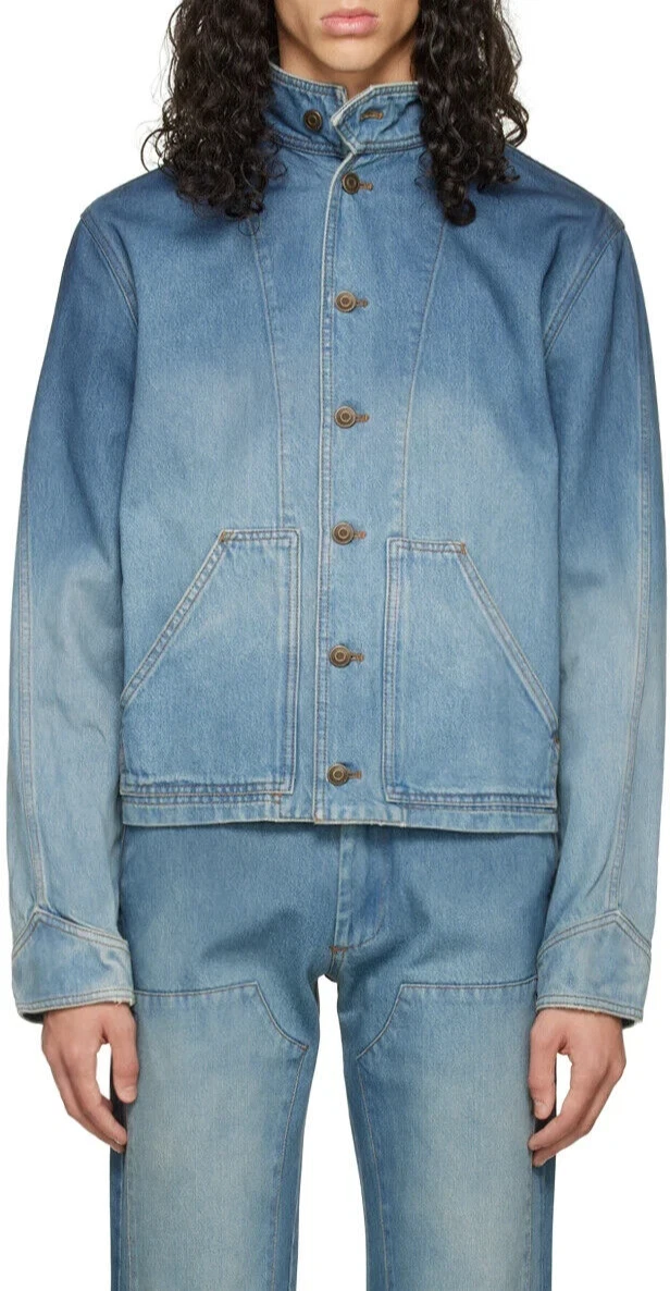 Winnie NY L107306 Mens Blue Faded Denim Stand Collar Jacket Size L
Opens in a new window or tab
