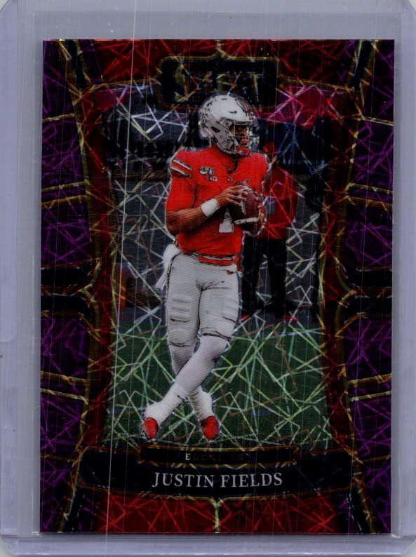 2023 Panini Select Draft Picks #38 Justin Fields Purple Lazer Prizm