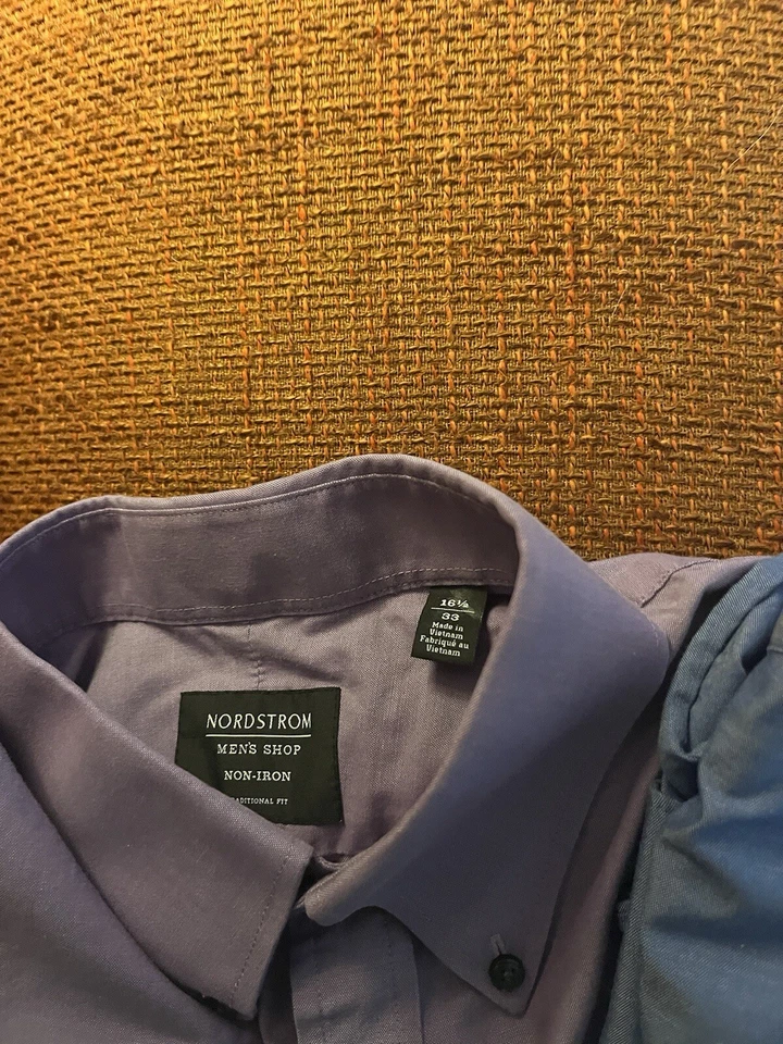 Lote de 2 Camisas de Vestir Nordstrom Para Hombre Sin Hierro Ajuste Clásico Manga Larga 16 1/2-33 Foto 2 de 4