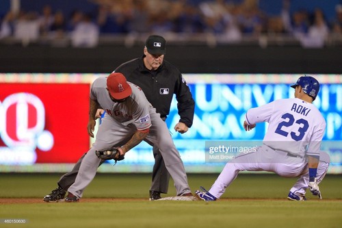 Camiseta deportiva de Howie Kendrick 2014 ANGELS usada en el juego Road ALDS #47 ¡Uniforme usada! MLB LOA - Imagen 4 de 11