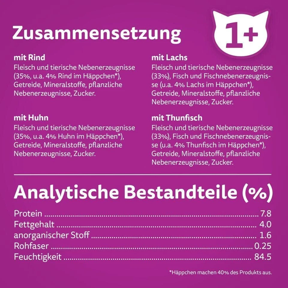 Whiskas Adult 1+ Katzennassfutter Gemischte Auswahl in Gelee, 84 Portionsbeutel - Bild 4 von 4