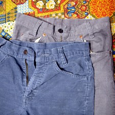2 pair lot - Vintage Levi's corduroy pants size 27 Student - White Tab 1970s 80s