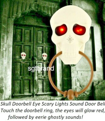 Halloween Prop Animated Light Sound Talking Led Skull haunted house Door Knocker