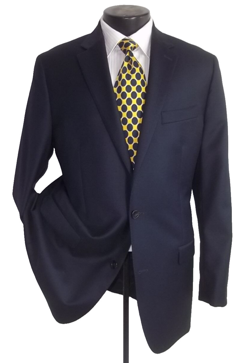 ]] Ralph Lauren Solid Navy Blue 2Button Wool Blaz… - image 1