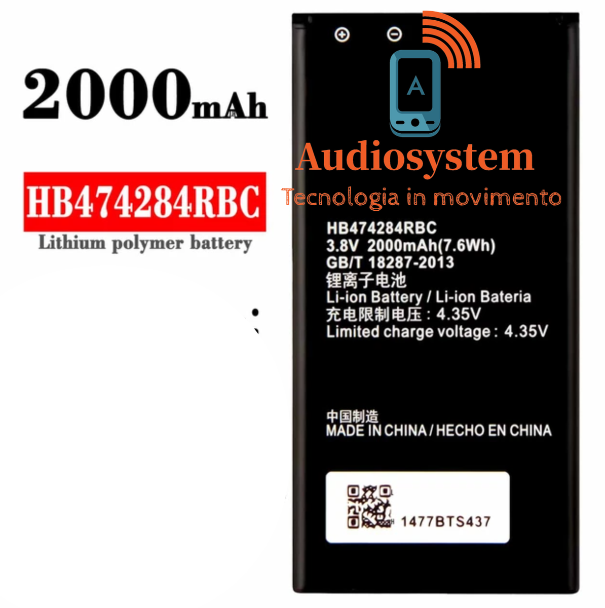 Batteria Originale Huawei HB474284RBC Ascend Y550 Y5 Y625 - Foto 5