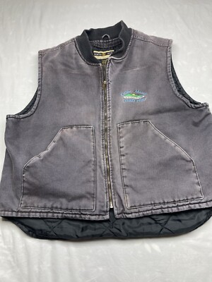VTG North End Vest Mens XL All Climate Canvas Utility Wear Tan Full Zip Jacket