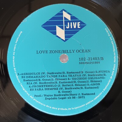 Billy Ocean – Love Zone [1986] Vinyl LP Downtempo Synth Pop Jive