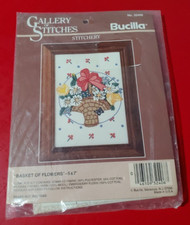 VTG Gallery of Stitches by Bucilla "Basket of Flowers" Crewel Kit 5"x7" No.32406