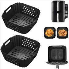 2Pcs Silicone Air Fryer Liner for Ninja Double Stack 7.6L Air Fryer SL300UK, BPA