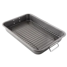 Chef Pomodoro Nonstick Carbon Steel Large Roasting Pan with Rack, Turkey Roas...