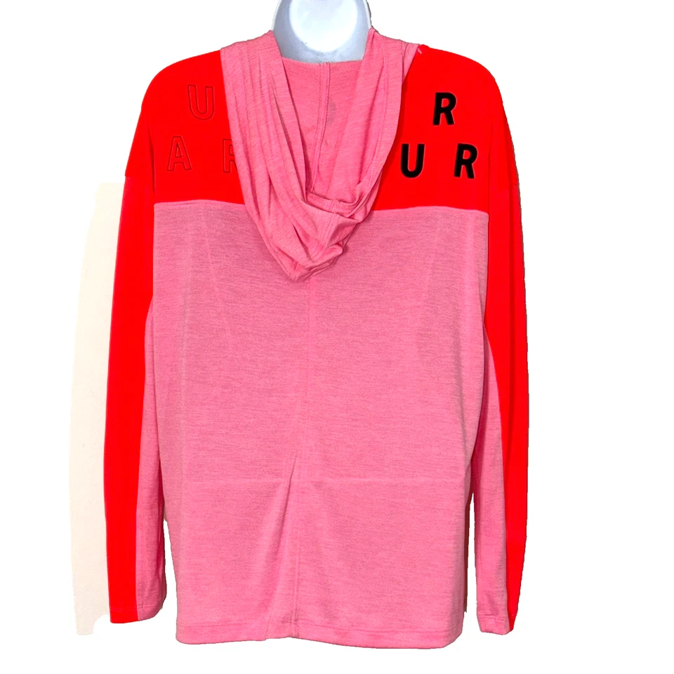 Sudadera con Capucha Under Armour Mujer Rosa Naranja Negro Heatgear Calce Suelto Tecnología Neón Usada en Excelente Condición Foto 2 de 4