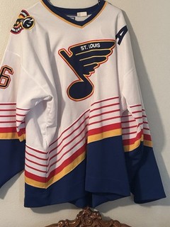 Starter St. Louis Blues Brett Hull NHL Hockey Jersey White Blue Red Yellow