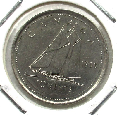 Kanada 10 Cents 1996 Blaunase ( Kanadischer Fischer- und Renn-Schoner ) - Bild 1 von 2