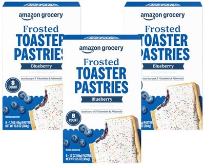 Amazon Fresh, Frosted Blueberry Toaster Pastries, 8 13.5 Ounce (Pack of 3)