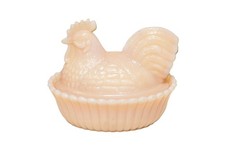 Westmoreland Milk Glass Rooster On Nest Covered Dish 5.5