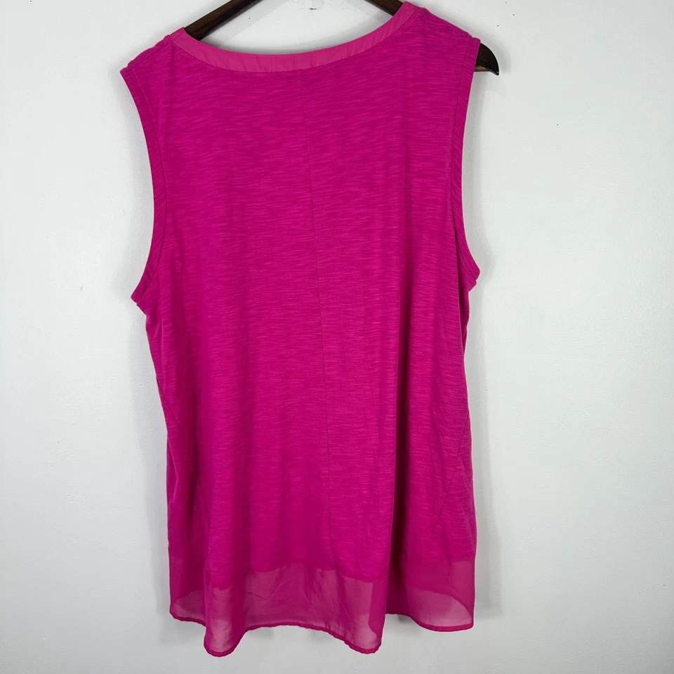 Adrienne Vittadini 女式背心 XXL 粉色透明下摆 Barbiecore 浪漫度假村 — 第 2/4 张图片