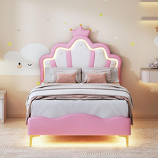 Letto Imbottito 90X200 Cm, Letto Principessa Con Testiera Regolabile E Rete a Do