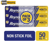 3 pk Reynolds Wrap Non-Stick Aluminum Foil Roll, 12 inches Wide, 50 Sq. Ft.