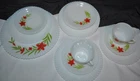 Set 16 Macbeth-Evans Glass Monax Petalware Florette White Opalescent Plates Cups
