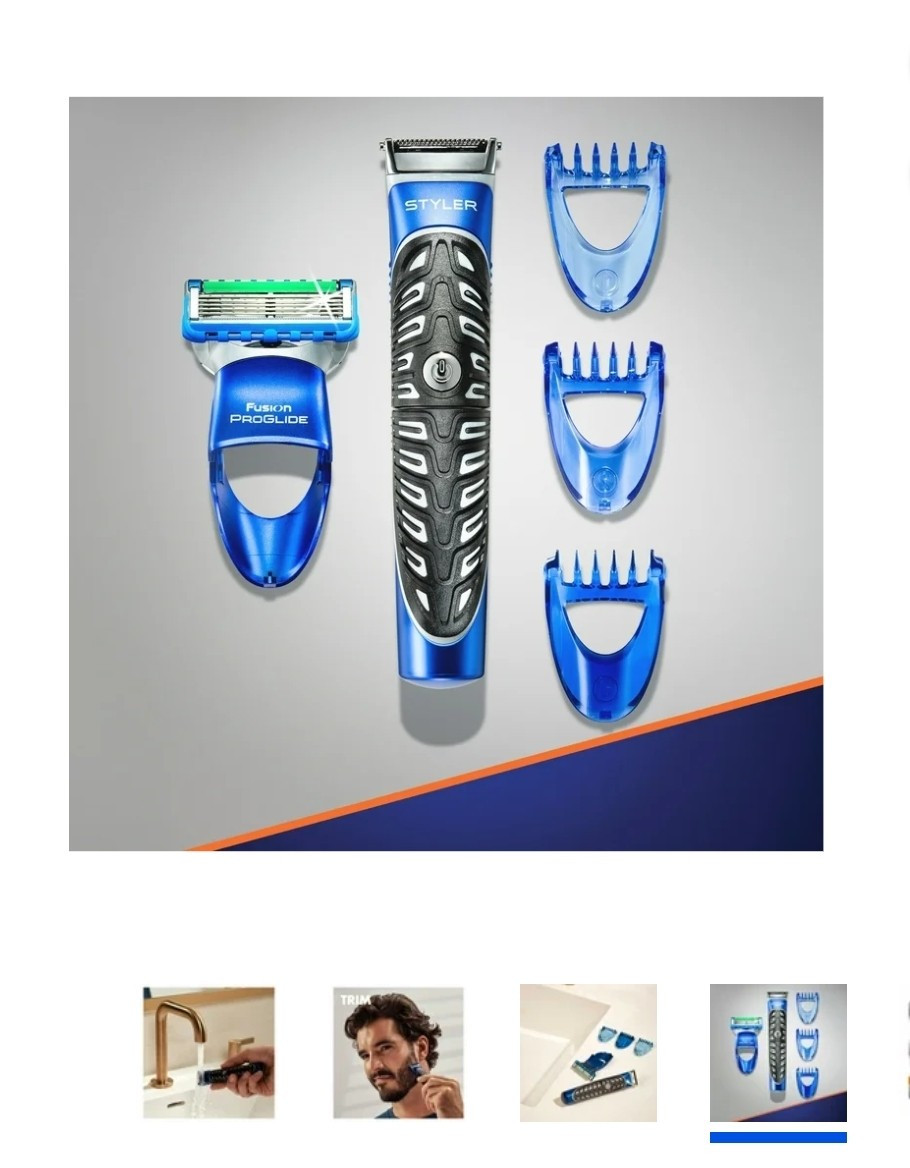Gillette Fusion Men's Precision Beard Trimmer, Razors and Edger, Blue