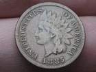 1885 Indian Head Cent One Penny- Partial LIBERTY, Fine/VF Details