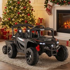 12V Kids Ride On UTV w/Detachable Trailer, Remote Control, 3 Speeds, LED Lights