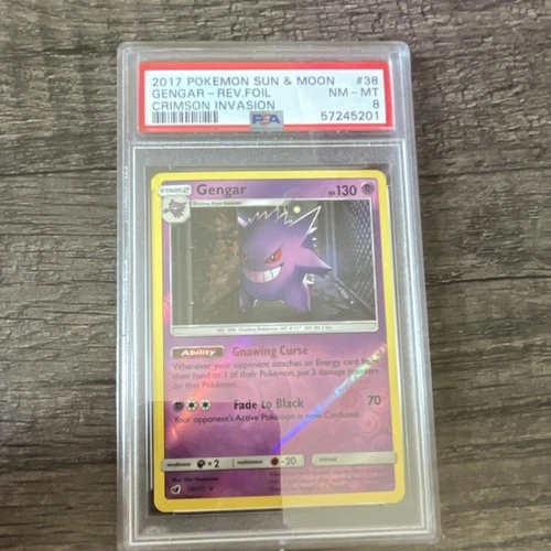 Pokémon Gengar 38/111 Crimson Invasion Holo Rare Reverse Foil PSA 8